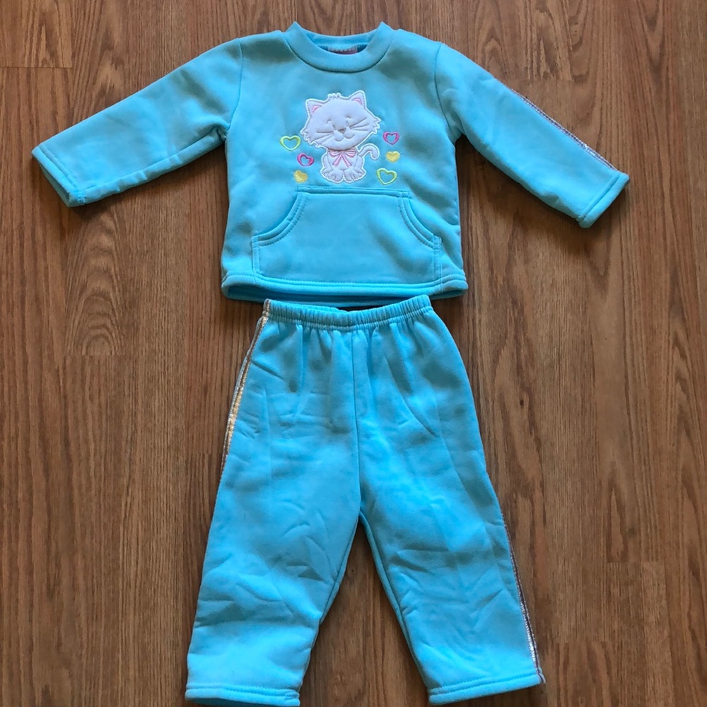 #Girls Baby Blue Sweat Shirt & Pants 18 Months
